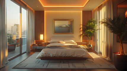 Illustration of contemporary bedroom design with the latest trending style