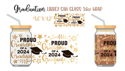 Printable Full wrap for libby class can. A pattern with Graduate symbols - 766206890