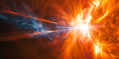 Closeup View Amid Magnetic Storm ,Closeup of Solar Flare Phenomenon ,Solar Flare Amid Magnetic Storm Fury