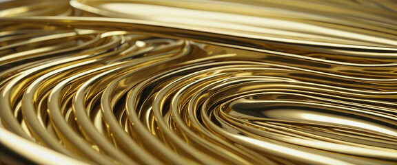Abstract 3d realistic golden metal shape colorful background