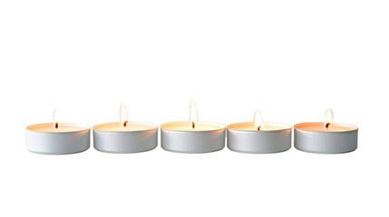 Beautiful tea lights isolated with transparent background