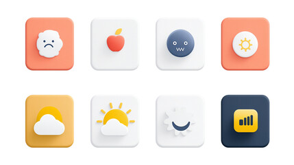 Fototapeta premium App icons isolated with transparent background