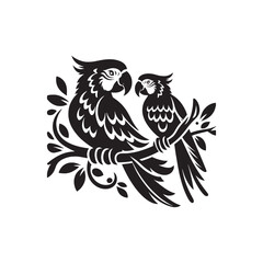 Parrot Silhouette Vector: A Simplified Depiction of Avian Beauty and Grace- Parrot vector stock.
