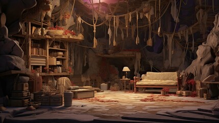 Obraz premium Interior of the old abandoned house. AI generated art illustration.