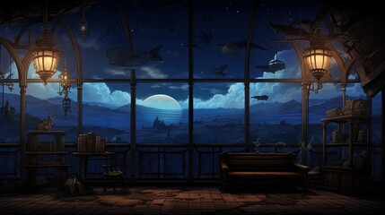 Interior of the old abandoned house. AI generated art illustration.