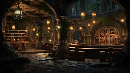 Obraz premium Interior of the church of st mary. AI generated art illustration.