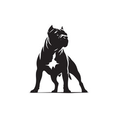 Pit Bull Silhouette Vector: Illustrating the Strength and Grace of a Beloved Canine Companion- Pit bull vector stock.