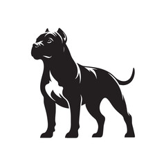 Pit Bull Silhouette Vector: Illustrating the Strength and Grace of a Beloved Canine Companion- Pit bull vector stock.