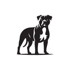 Pit Bull Silhouette Vector: Illustrating the Strength and Grace of a Beloved Canine Companion- Pit bull vector stock.