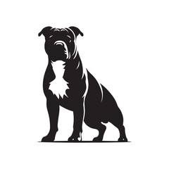 Pit Bull Silhouette Vector: Illustrating the Strength and Grace of a Beloved Canine Companion- Pit bull vector stock.