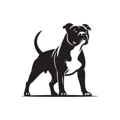 Pit Bull Silhouette Vector: Illustrating the Strength and Grace of a Beloved Canine Companion- Pit bull vector stock.