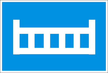 Panneau carré de signalisation fluvial sur fond bleu : barrage	