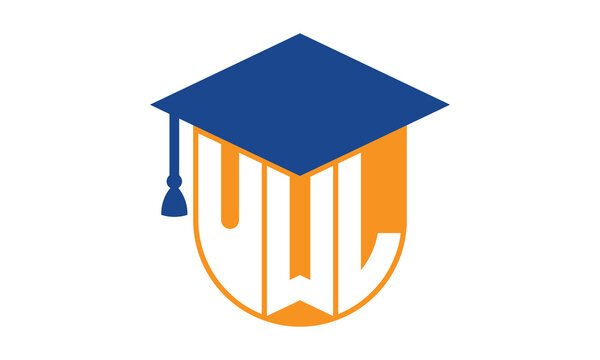 UWL initial letter academic logo design vector template. school college logo, university logo, graduation cap logo, institute logo, educational logo, library logo, teaching logo, book shop, varsity	
