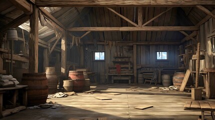 Fototapeta premium Old abandoned house. AI generated art illustration.