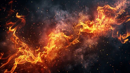 Abstract Fiery Explosion with Sparks on Cosmic Background
