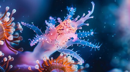 Fototapeta na wymiar Macro photography revealing the intricate beauty of wildlife, blended with the ethereal essence of underwater scenes