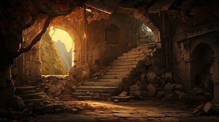 Interior of church. AI generated art illustration.