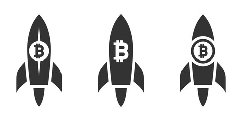 Bitcoin rocket icon. Vector illustration.