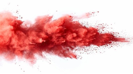 Explosive Red Powder Burst in White Background
