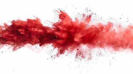 Dynamic Red Powder Explosion, Horizontal Abstract Dust Cloud
