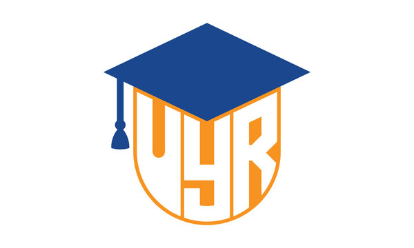 UYR initial letter academic logo design vector template. school college logo, university logo, graduation cap logo, institute logo, educational logo, library logo, teaching logo, book shop, varsity	
