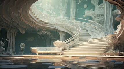 Interior of the church. AI generated art illustration.