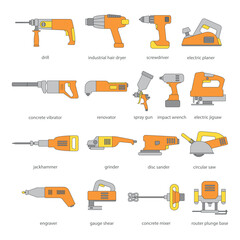 Power tools colored flat icons - 766217206