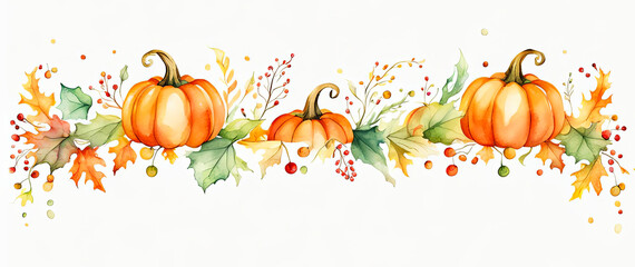 Autumn pumpkins banner with copy space