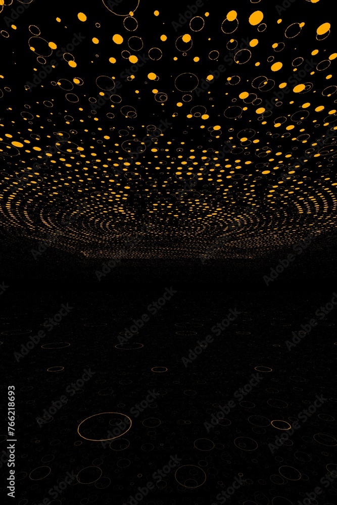 Aufkleber complex yellow gold 3d curved structure on black background as depth map contour design