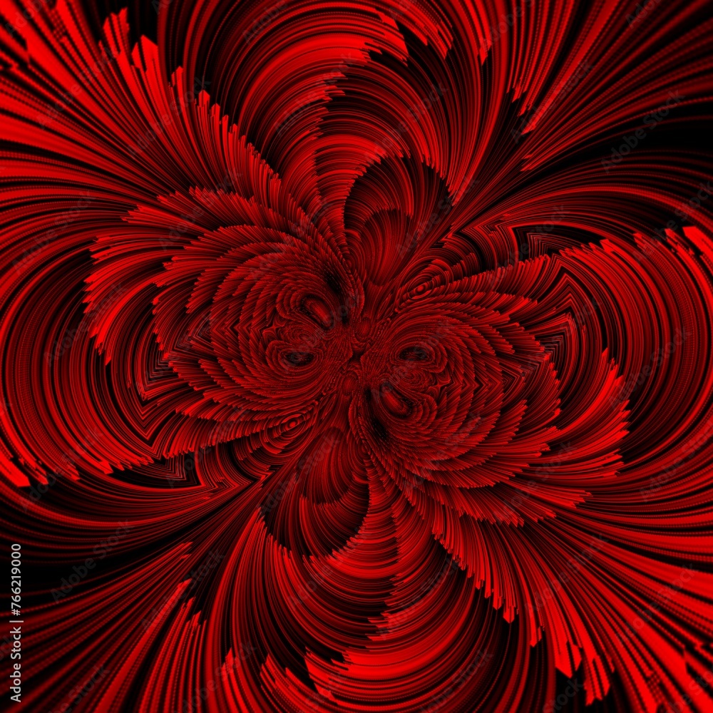 Aufkleber complex dark red 3d curved structure on black background as depth map contour design