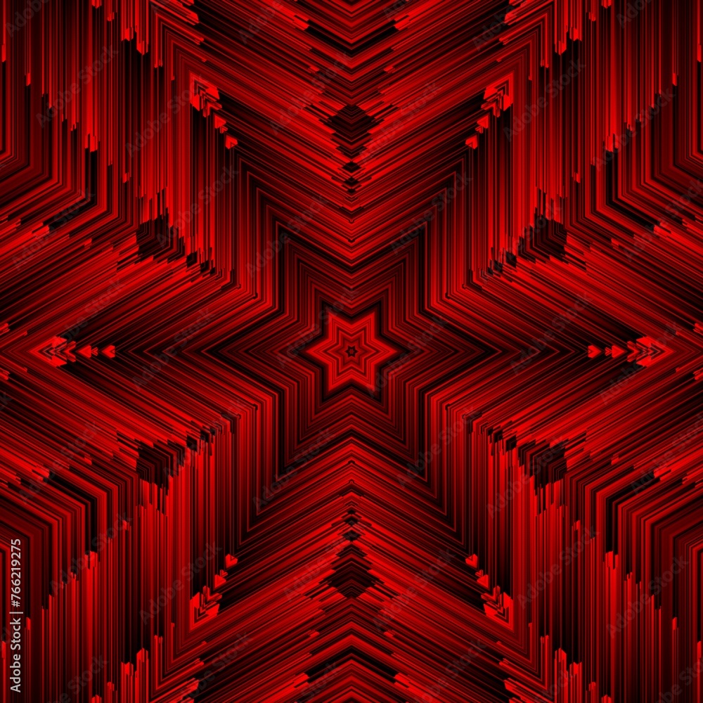 Poster complex dark red 3d curved structure on black background as depth map contour design