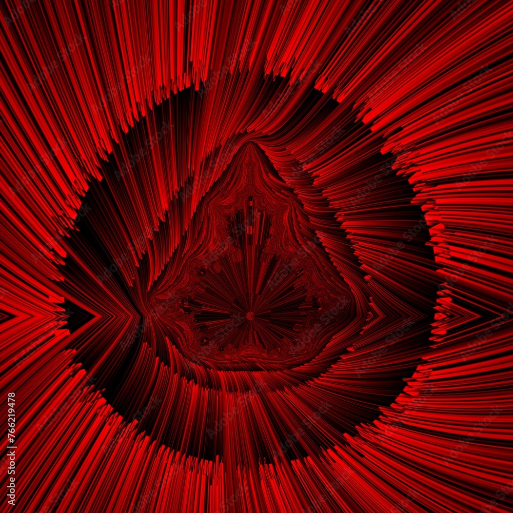Aufkleber complex dark red 3d curved structure on black background as depth map contour design