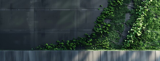 Contemporary Conceptual Wall Mural with Greenery