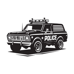 Police Car Silhouette Vector: Symbolizing Law Enforcement and Protection- police car vector stock.