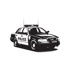 Police Car Silhouette Vector: Symbolizing Law Enforcement and Protection- police car vector stock.
