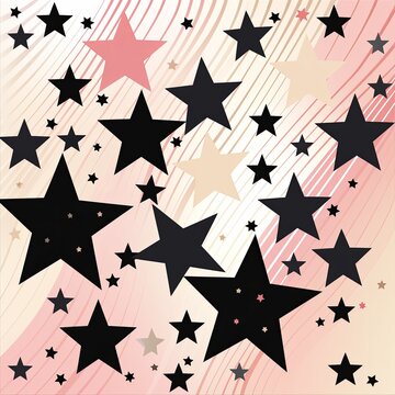 Aesthetic black and khaki star wallpaper, hard lines, flat style, children book illustration, hint of pink color.