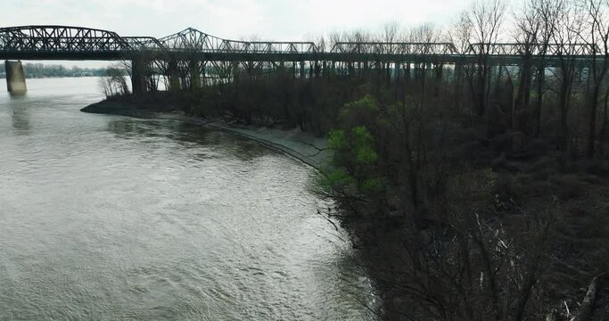 Harahan Bridge And Surroundings In Proctor, Arkansas - Aerial Drone Shot