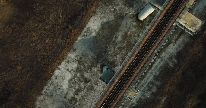 Top View Of Frisco Railway Bridge Across The Mississippi River Between West Memphis, Arkansas, and Memphis, Tennessee. Aerial Drone Shot