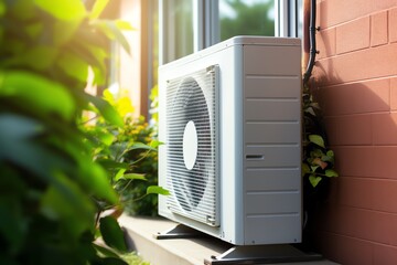 a white air conditioner outside a window
