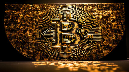 a golden bitcoin symbol covered by black lines