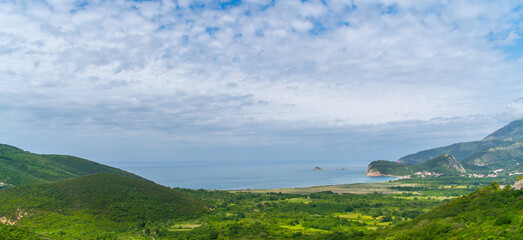 Great Croatia Coastline, green mountains and blue Sea