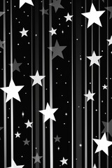 Aesthetic black and silver star wallpaper, hard lines, flat style, children book illustration