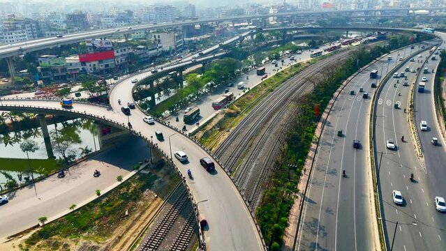 An Aerial View of the Modern and Efficient Smart Traffic System in Dhaka City