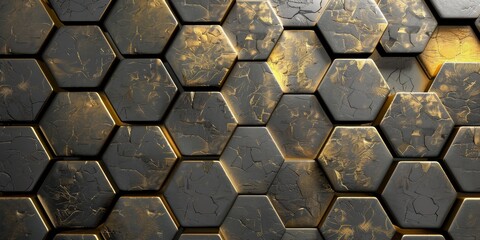 Golden Hexagonal Tiles Texture Bumpmap