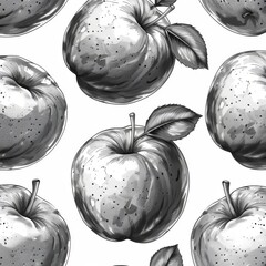 Sketch of black and white apples