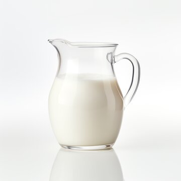 a glass pitcher of milk