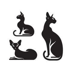 Sphinx Cat Silhouette Vector: Elegant and Enigmatic Feline Profile- Sphinx cat vector stock.