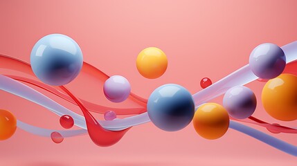 colorful balls and waves of liquid