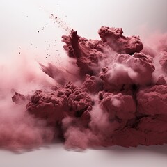 Burgundy dusty piles floating in the air