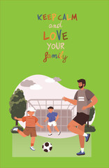 vector illustration of family day, where each family has its own activities, for example gathering in the same family room, holidays, sports with the family.